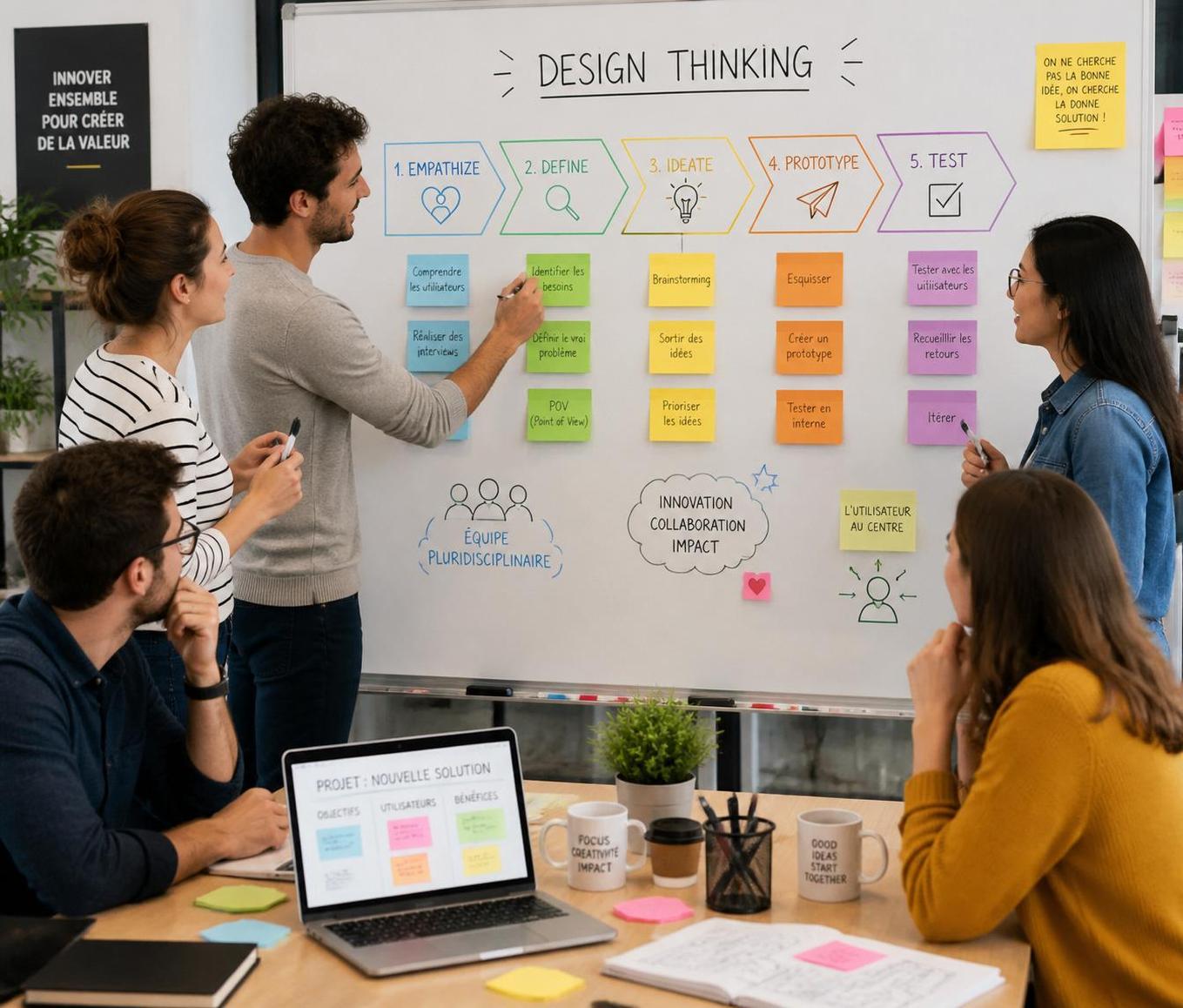 découvrez comment le design thinking transforme la gestion de projet en entreprise en favorisant l'innovation, la collaboration et la créativité pour des résultats efficaces et adaptés aux besoins réels.