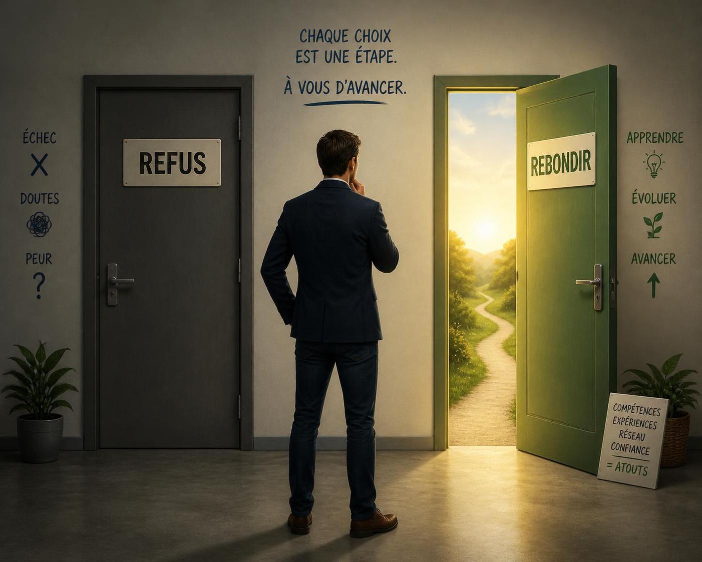 découvrez combien de refus sont courants lors d'une transition professionnelle et comment rebondir efficacement pour réussir votre changement de carrière.